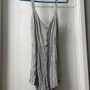 Striped Button-Front Romper